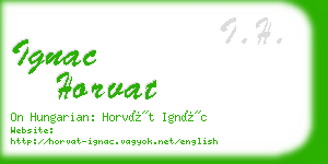 ignac horvat business card